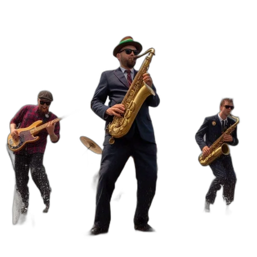 concept art, outdoor, band, performs, near, fountain, sprays, water transparent PNG cut-out