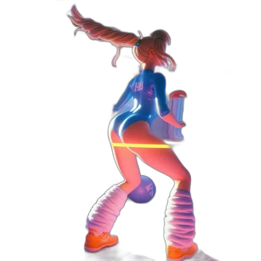 jacket, staff, hair, robot, 3d render, concept art, vaporwave, pixel art transparent PNG cut-out