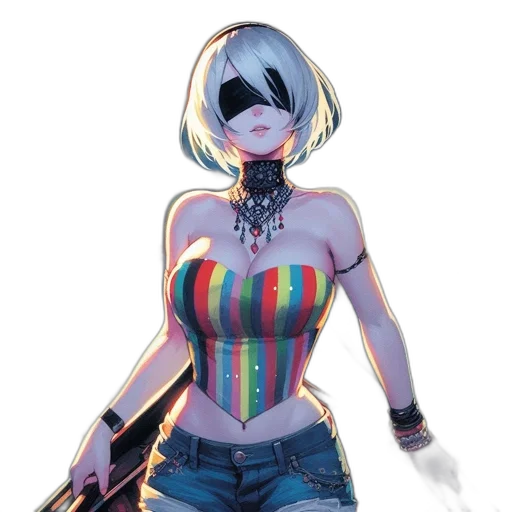 dress, robot, jacket, weapon, cyberpunk, concept art, comic book art, pixel art transparent PNG cut-out