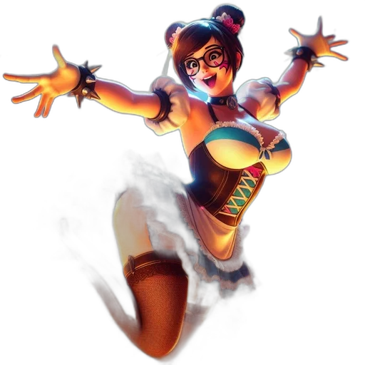 staff, concept art, fantasy art, 3d render, pixel art, female, character, corset-like transparent PNG cut-out