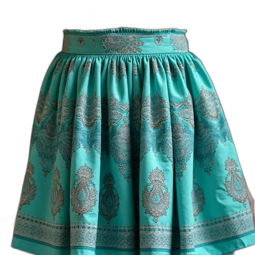 dress, green, blue, pastel, turquoise, paisley, skirt transparent PNG cut-out