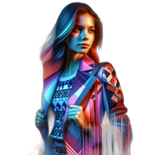 jacket, dress, face, jewelry, concept art, comic book art, cyberpunk, fantasy art transparent PNG cut-out
