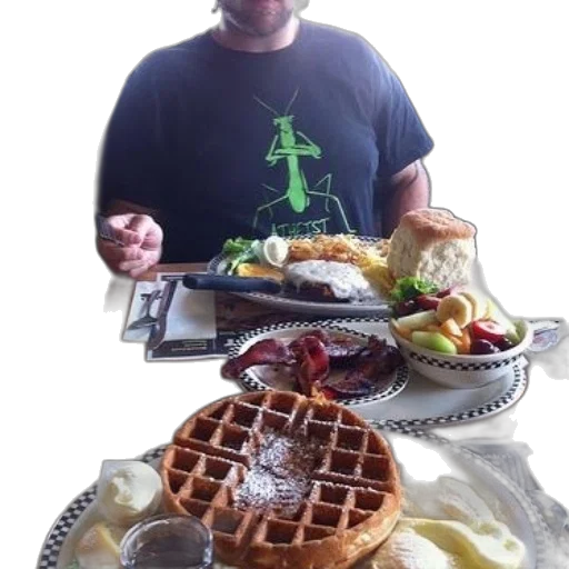 food, robot, creature, staff, man, black, shirt, praying transparent PNG cut-out