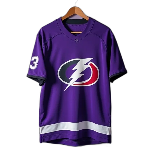 purple, jersey, tampa, hurricanes, lightning, hanging, wall transparent PNG cut-out