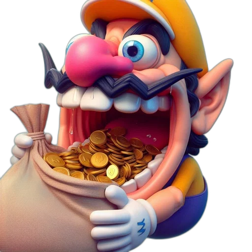 face, 3d render, concept art, oversized, comic, rendition, mario, famous transparent PNG cut-out