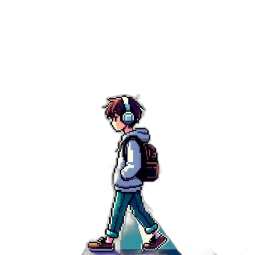 jacket, robot, staff, weapon, pixel art, concept art, cartoon, anime transparent PNG cut-out