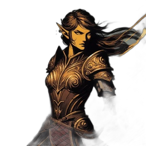 sword, staff, fantasy art, concept art, pixel art, comic book art, golden, dark transparent PNG cut-out