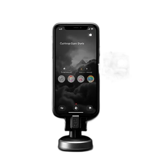 staff, robot, 3d render, photorealistic, black, smartphone, visible, screen transparent PNG cut-out