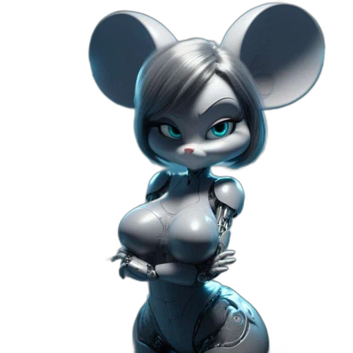 robot, concept art, 3d render, cartoon, fantasy art, anthropomorphic, mouse, rounded transparent PNG cut-out