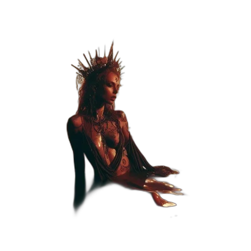 creature, hair, staff, crown, concept art, fantasy art, 3d render, pixel art transparent PNG cut-out