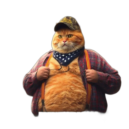 jacket, hat, animal, staff, photorealistic, concept art, 3d render, oil painting transparent PNG cut-out