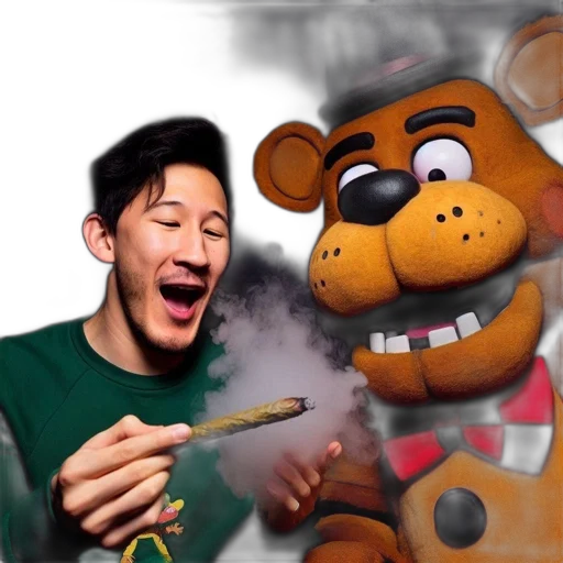cartoon, watercolor, concept art, fire, animated, bear, laughs, beside transparent PNG cut-out