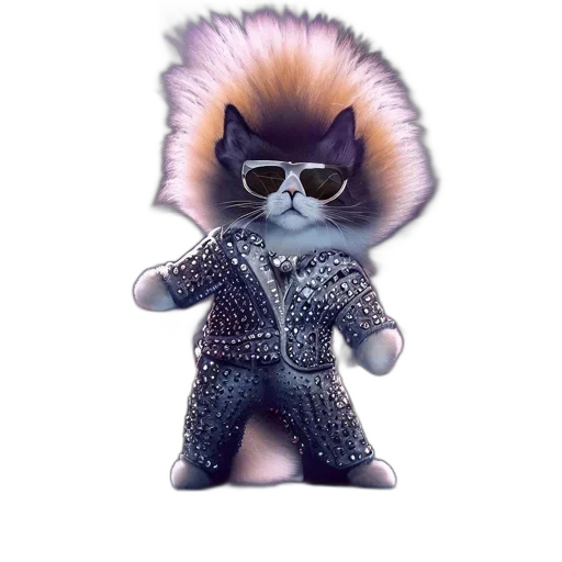 jacket, animal, creature, hair, 3d render, concept art, cartoon, feline transparent PNG cut-out