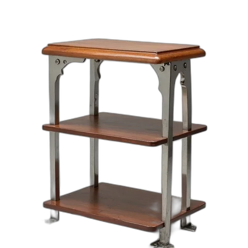 furniture, 3d render, vintage, stainless, steel, wood, display, pedestal transparent PNG cut-out