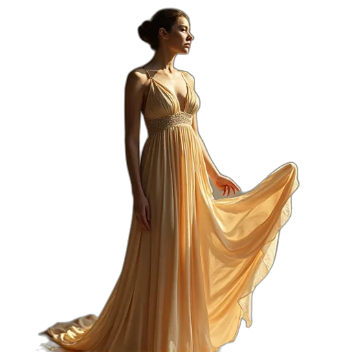 dress, jewelry, photorealistic, concept art, fantasy art, 3d render, golden, earth tones transparent PNG cut-out