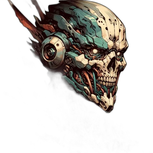 mask, face, robot, crown, concept art, cyberpunk, comic book art, fantasy art transparent PNG cut-out