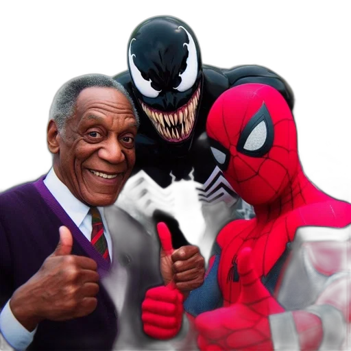 comic book art, concept art, elderly, figure, purple, suit, alongside, spider-man transparent PNG cut-out