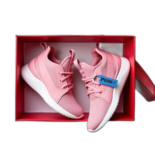 shoes, 3d render, pastel, red, pair, pink, sneakers, white transparent PNG cut-out