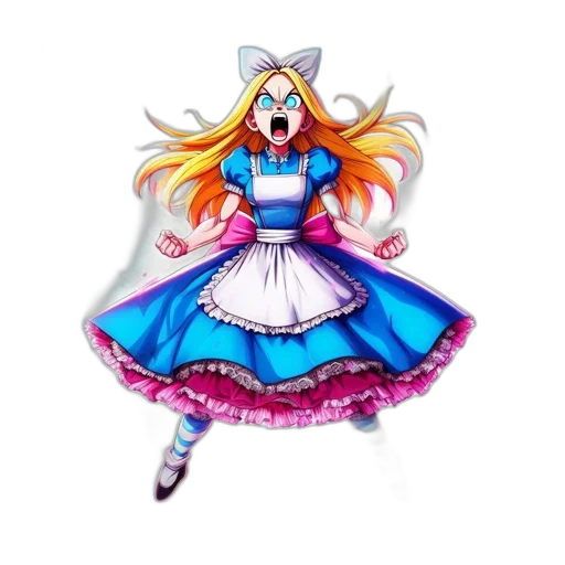 dress, staff, 3d render, concept art, anime, pixel art, animated, alice transparent PNG cut-out