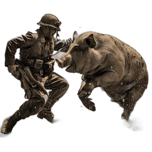 animal, weapon, concept art, photorealistic, soldier, wwii, attire, charges transparent PNG cut-out
