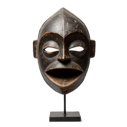 mask, face, crown, concept art, traditional, african, wide, open transparent PNG cut-out