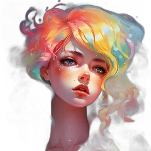 face, mask, crown, hair, fantasy art, concept art, photorealistic, watercolor transparent PNG cut-out