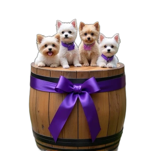 furniture, 3d render, photorealistic, oil painting, wooden, barrel, purple, ribbon transparent PNG cut-out