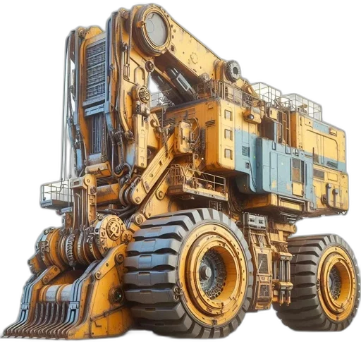 robot, weapon, car, jewelry, 3d render, concept art, yellow, construction transparent PNG cut-out