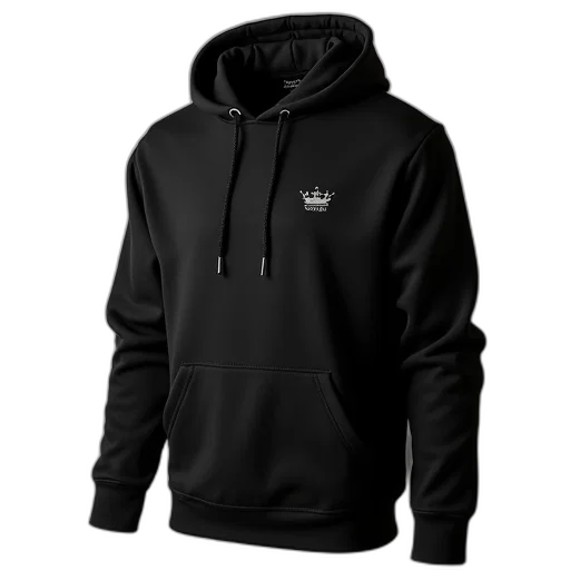 jacket, 3d render, dark, black, hoodie, small, embroidered, logo transparent PNG cut-out
