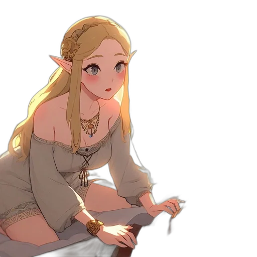 dress, crown, jewelry, staff, concept art, anime, fantasy art, pixel art transparent PNG cut-out