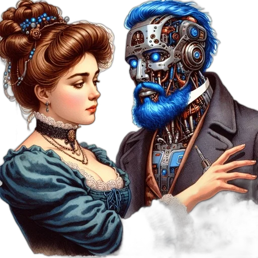 mask, robot, face, dress, concept art, cyberpunk, comic book art, fantasy art transparent PNG cut-out