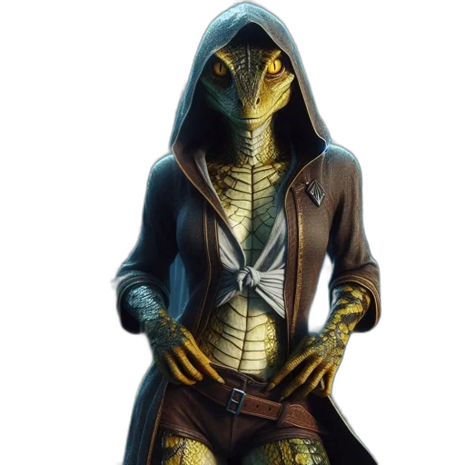 jacket, dragon, concept art, fantasy art, 3d render, comic book art, humanoid, lizard transparent PNG cut-out