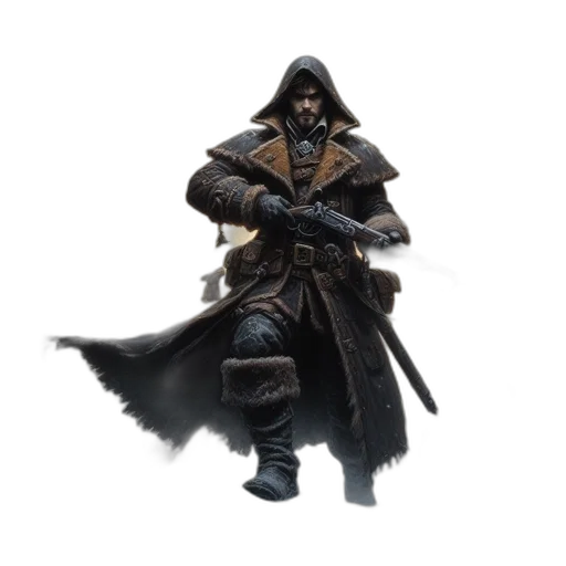 jacket, concept art, fantasy art, 3d render, dark, man, heavy, clothing transparent PNG cut-out