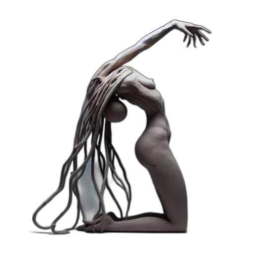 hair, creature, jewelry, staff, concept art, cyberpunk, 3d render, fantasy art transparent PNG cut-out