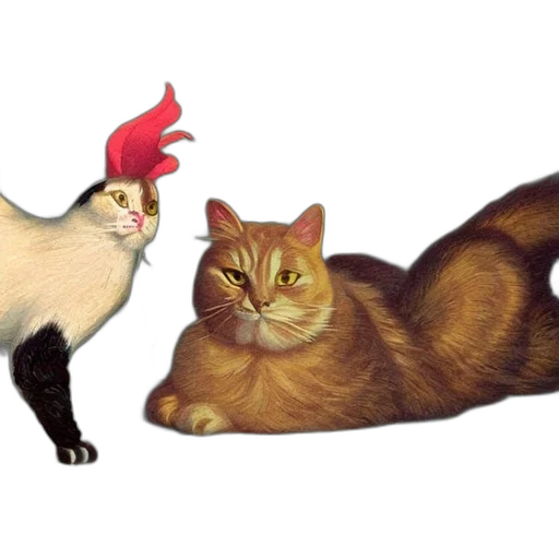 animal, photorealistic, concept art, 3d render, two, cats, one, playful transparent PNG cut-out