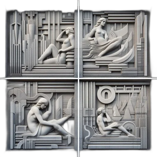 furniture, concept art, photorealistic, 3d render, monochrome, four, carved, panels transparent PNG cut-out