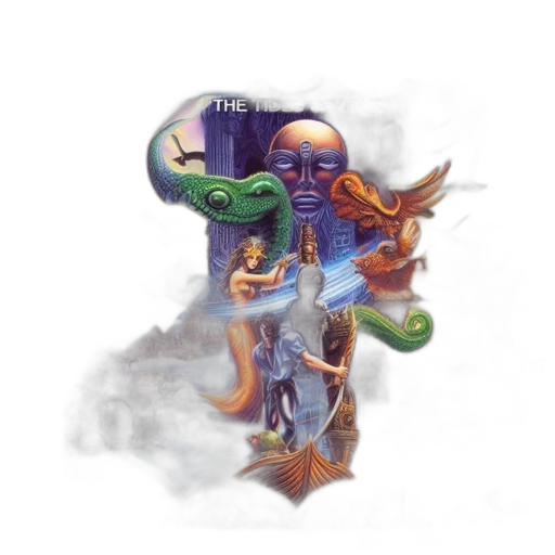 dragon, staff, creature, mask, concept art, fantasy art, pixel art, 3d render transparent PNG cut-out