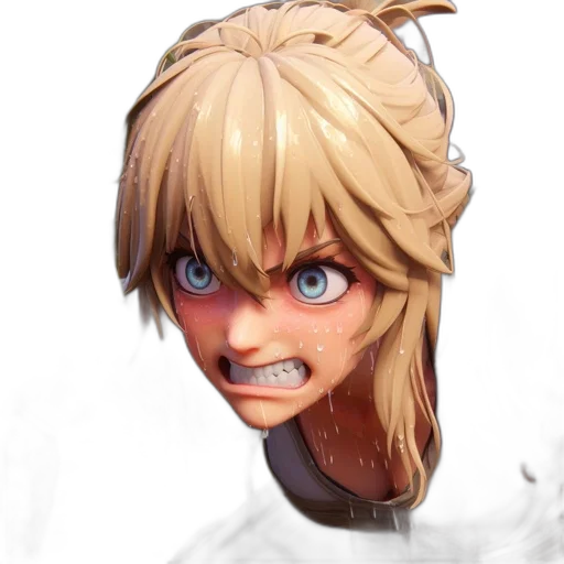 face, creature, mask, weapon, anime, concept art, 3d render, fantasy art transparent PNG cut-out