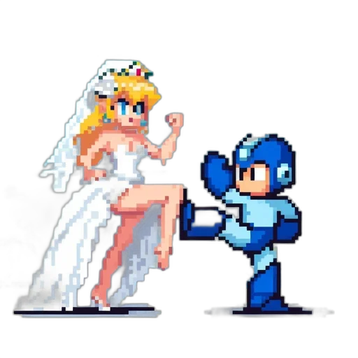 crown, robot, dress, pixel art, concept art, anime, vaporwave, fire transparent PNG cut-out