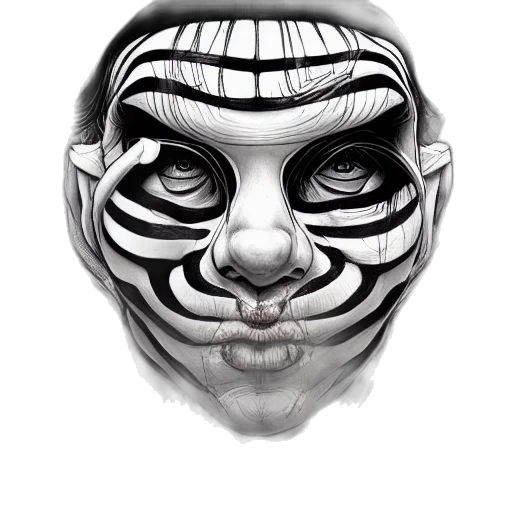 mask, face, photorealistic, pencil sketch transparent PNG cut-out