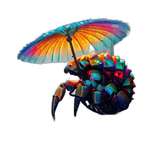 umbrella, animal, creature, dragon, concept art, 3d render, fantasy art, pixel art transparent PNG cut-out