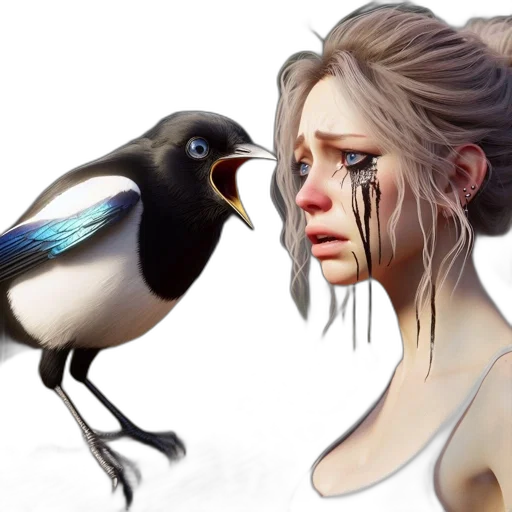photorealistic, concept art, fantasy art, oil painting, dark, young, woman, gazes transparent PNG cut-out