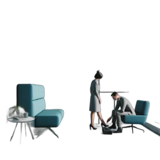 furniture, staff, 3d render, concept art, outer space, blue, monochrome, modern transparent PNG cut-out
