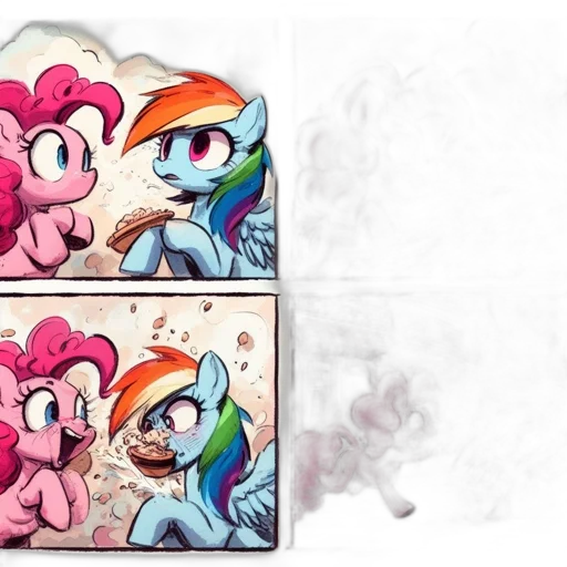 concept art, watercolor, comic book art, fire, city-set, bakery, pinkie, pie transparent PNG cut-out