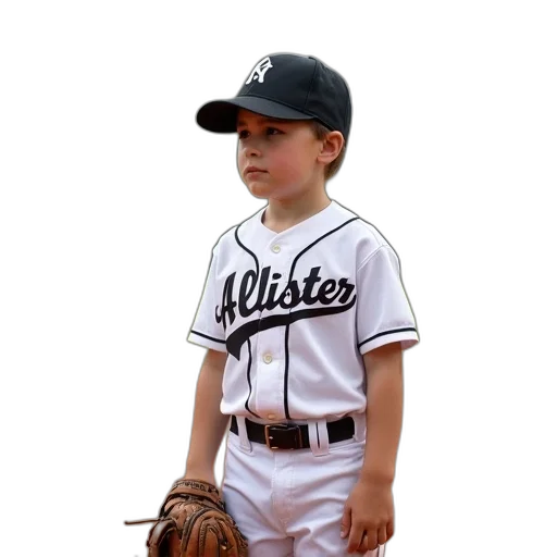photorealistic, 3d render, oil painting, young, boy, wearing, baseball, uniform transparent PNG cut-out