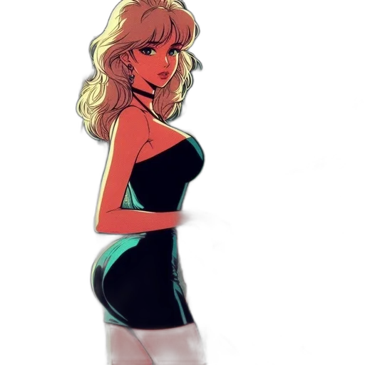 dress, concept art, comic book art, cartoon, watercolor, neon lights, outer space, fire transparent PNG cut-out