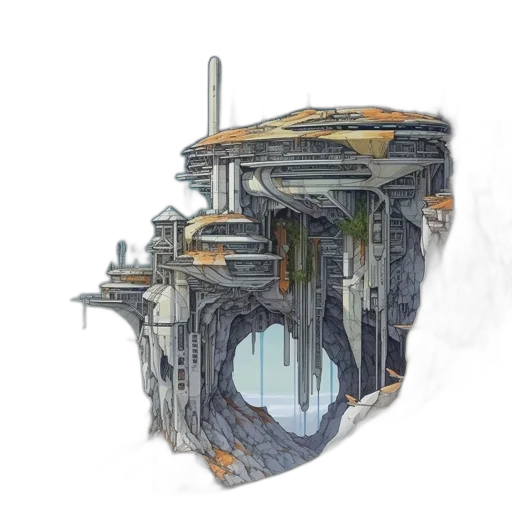 robot, building, car, crown, concept art, 3d render, fantasy art, cyberpunk transparent PNG cut-out