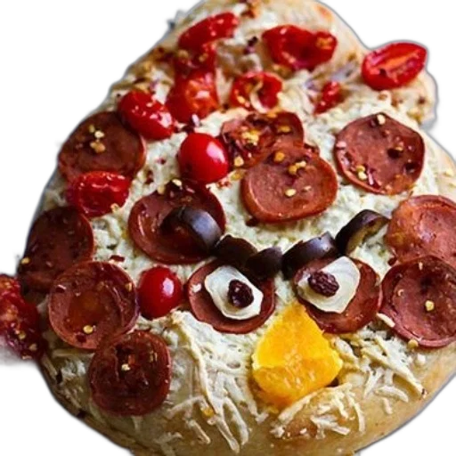 food, face, mask, animal, photorealistic, 3d render, creative, pizza transparent PNG cut-out