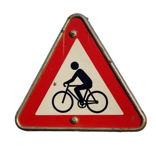 triangular, road, sign, indicating, bicycles transparent PNG cut-out