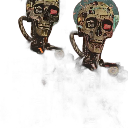 mask, robot, jewelry, concept art, 3d render, fantasy art, cyberpunk, two transparent PNG cut-out